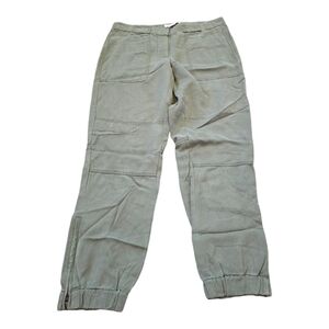 ANN TAYLOR LOFT Green‎ Khaki Lyocell Pull On Zippered Ankle Joggers Size 2